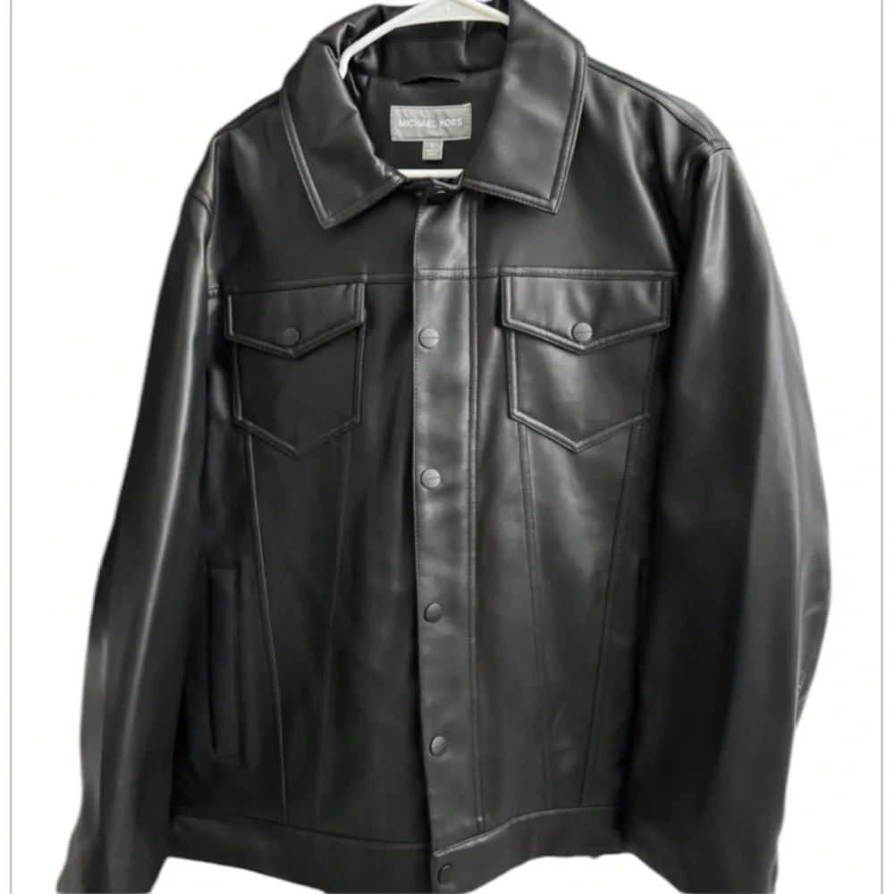 Michael Kors Kingbury Faux Leather Trucker Jacket - Picture 2 of 7